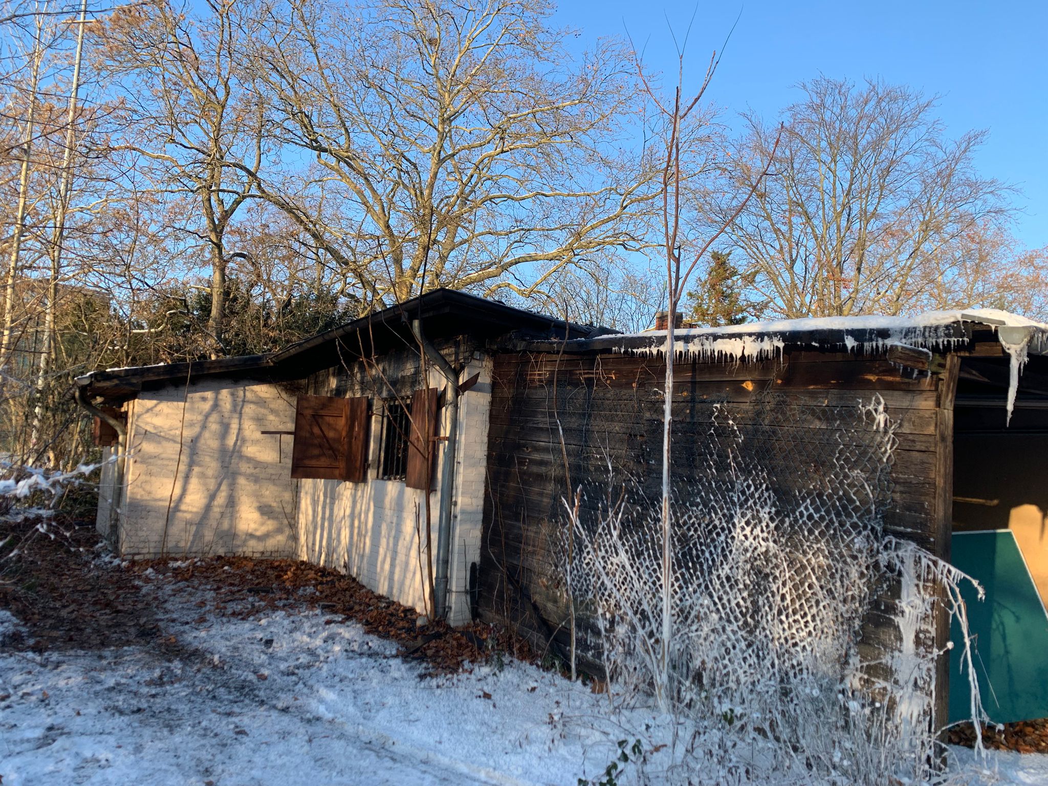 Leerstehendes Gebäude auf der Sportanlage Borsigpark abgebrannt